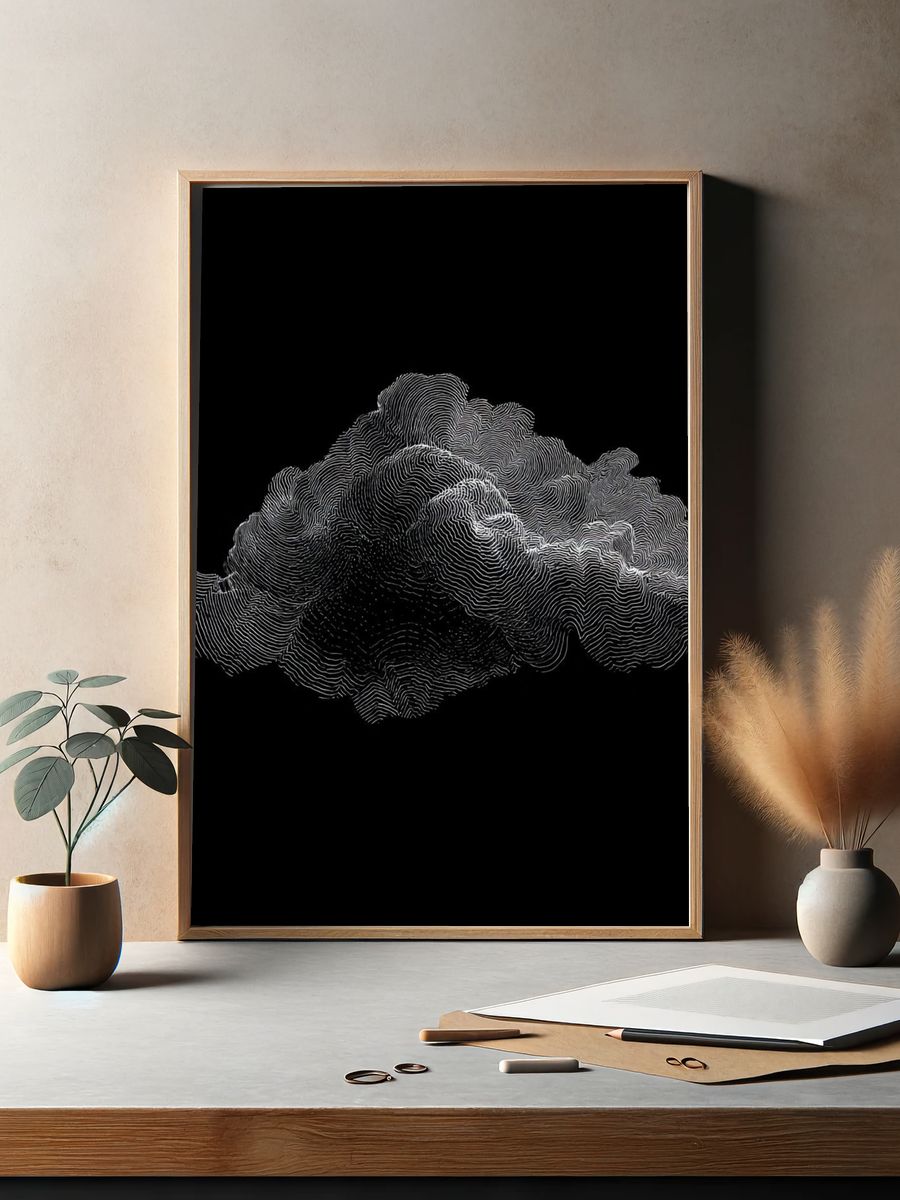 Abstract Cloud Lines Poster. — room view 2