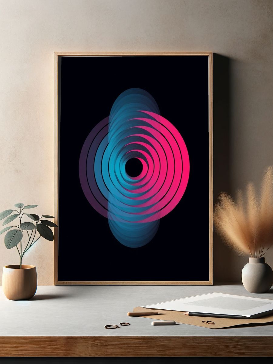 Abstract Circular Waves Poster. — room view 2