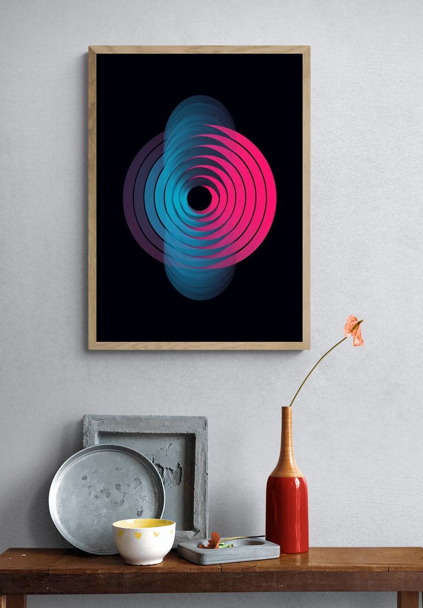 Abstract Circular Waves Poster. — room view 3