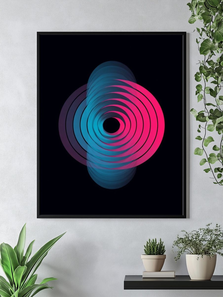 Abstract Circular Waves Poster. — room view 4