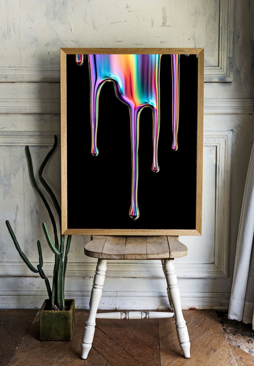 Colorful Dripping Paint — Abstract Print. — room view 1