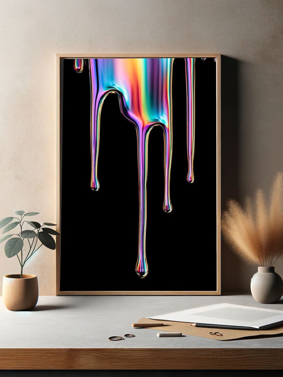 Colorful Dripping Paint — Abstract Print. — room view 2