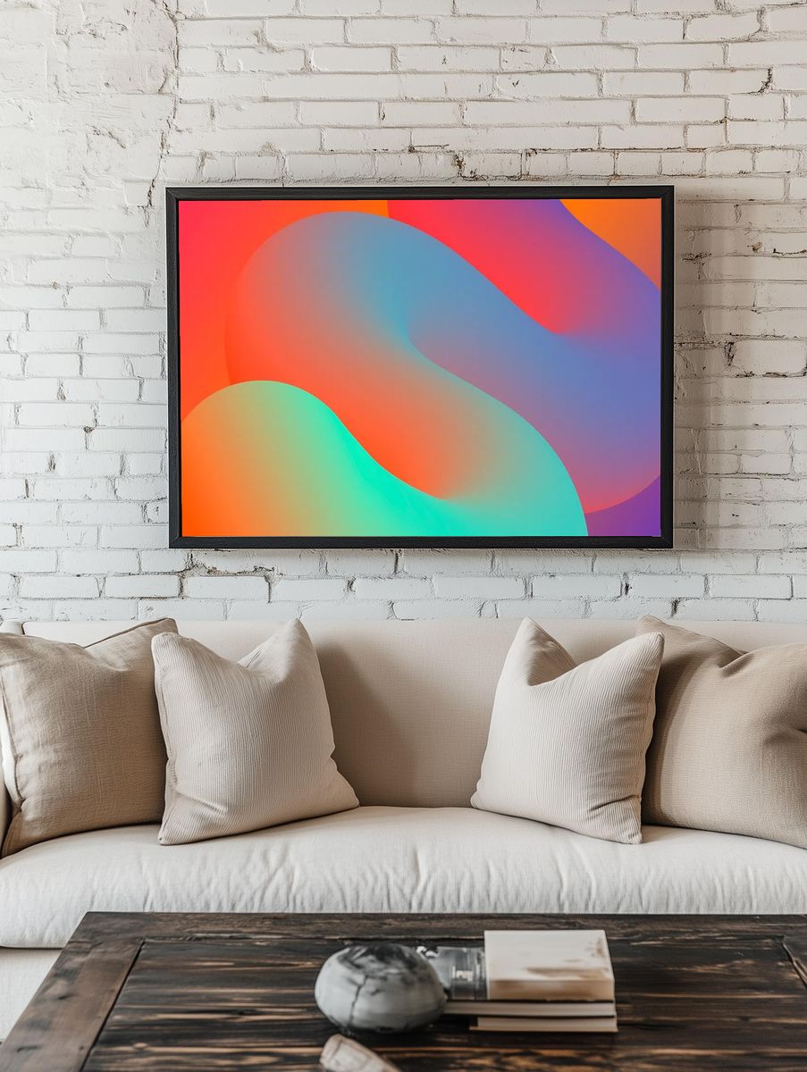 Abstract Colorful Waves Poster. — room view 1