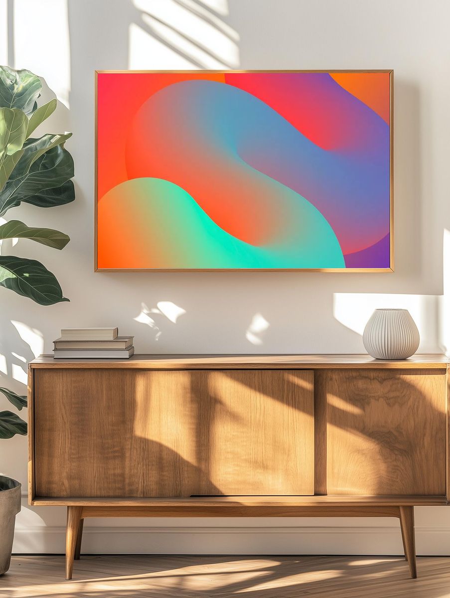 Abstract Colorful Waves Poster. — room view 3