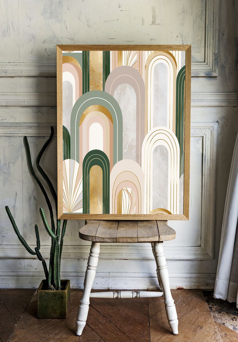 Art Deco Arches Abstract Poster. — room view 1