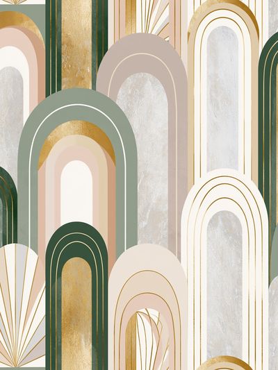 Art Deco Arches Abstract Poster.
