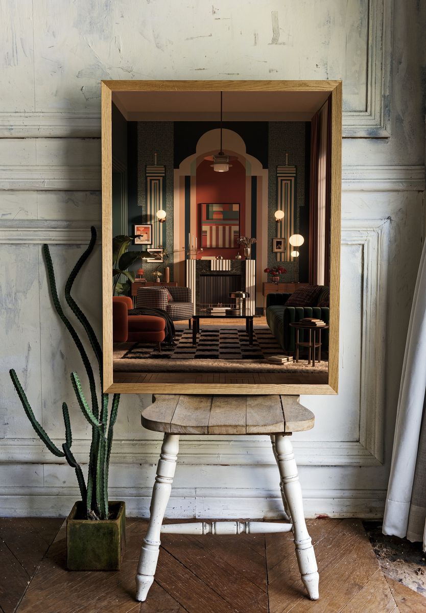 Art Deco Living Room Interior Print. — room view 1