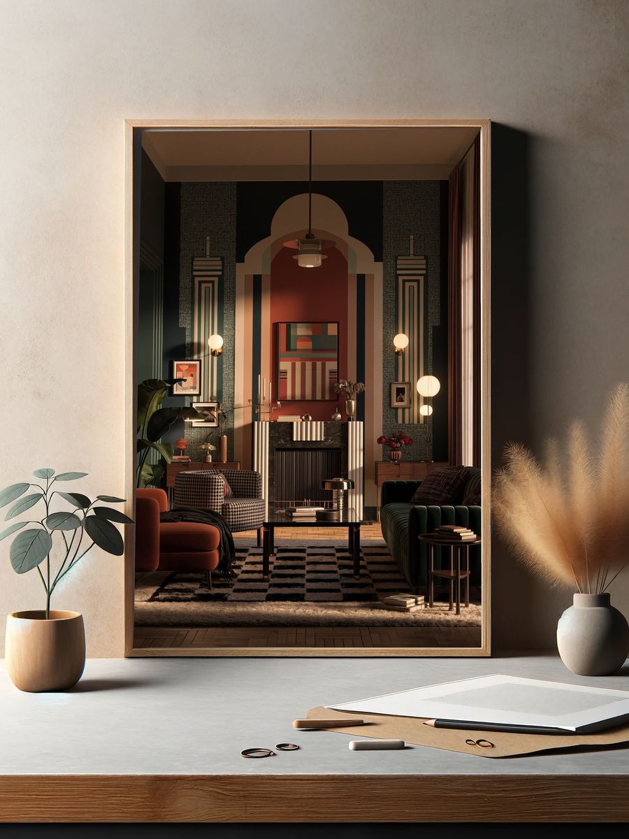 Art Deco Living Room Interior Print. — room view 2