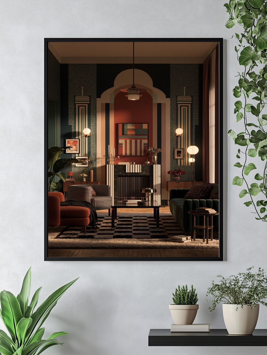 Art Deco Living Room Interior Print. — room view 4