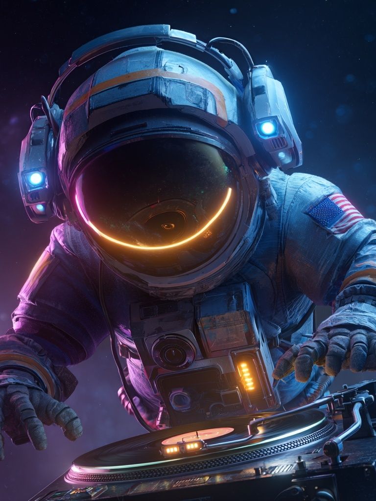 Astronaut DJ — Digital Art Print. poster detail