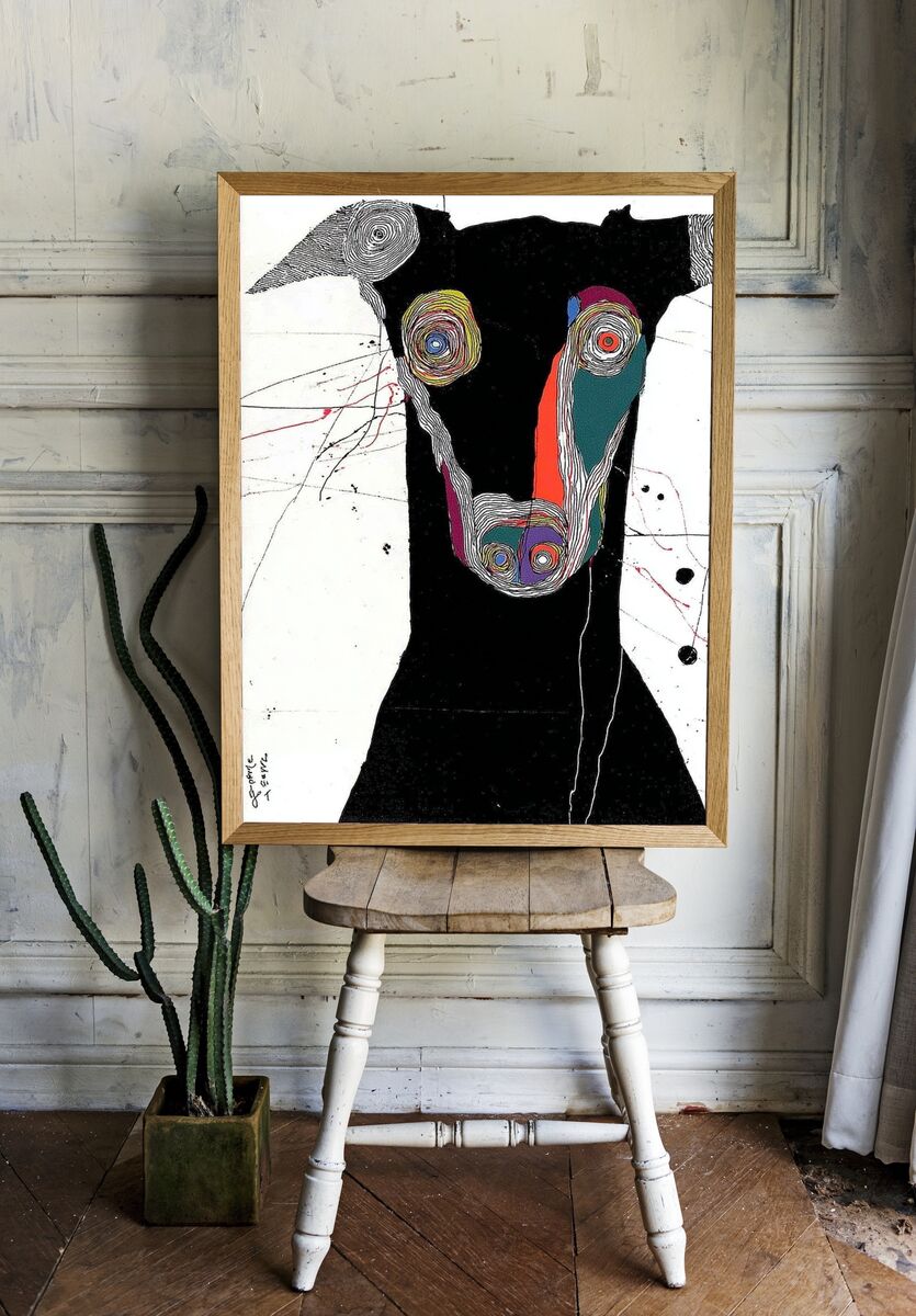 Abstract Dog Portrait Poster. — room view 1