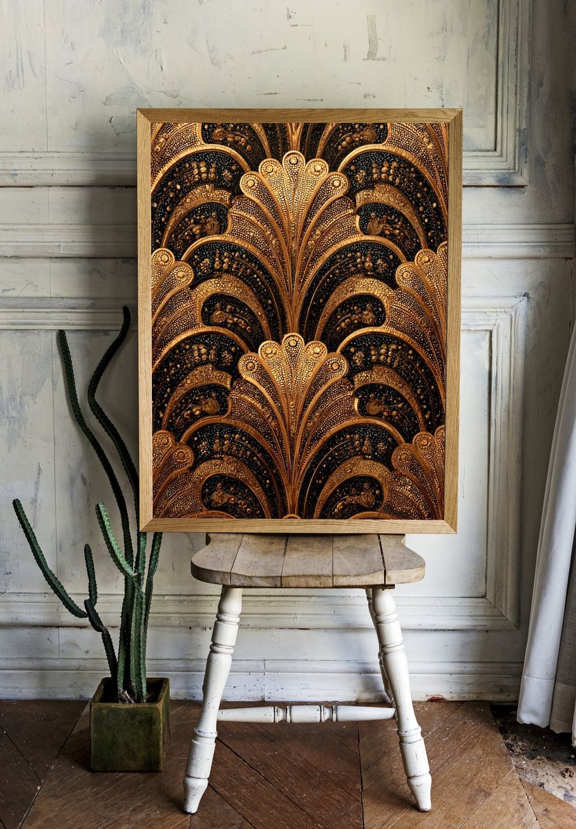 Art Deco Gold Pattern Poster room preview
