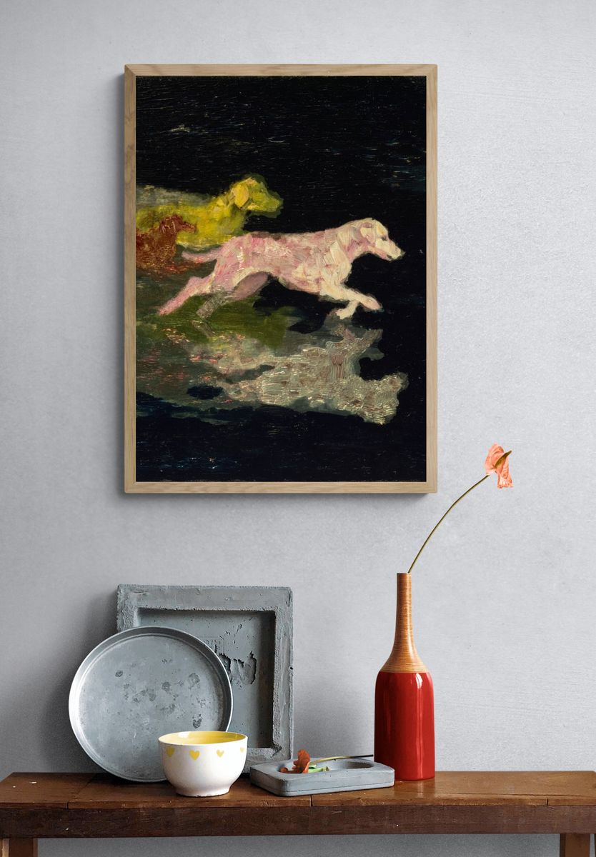 Running Dogs — Fine Art Print. — room view 3