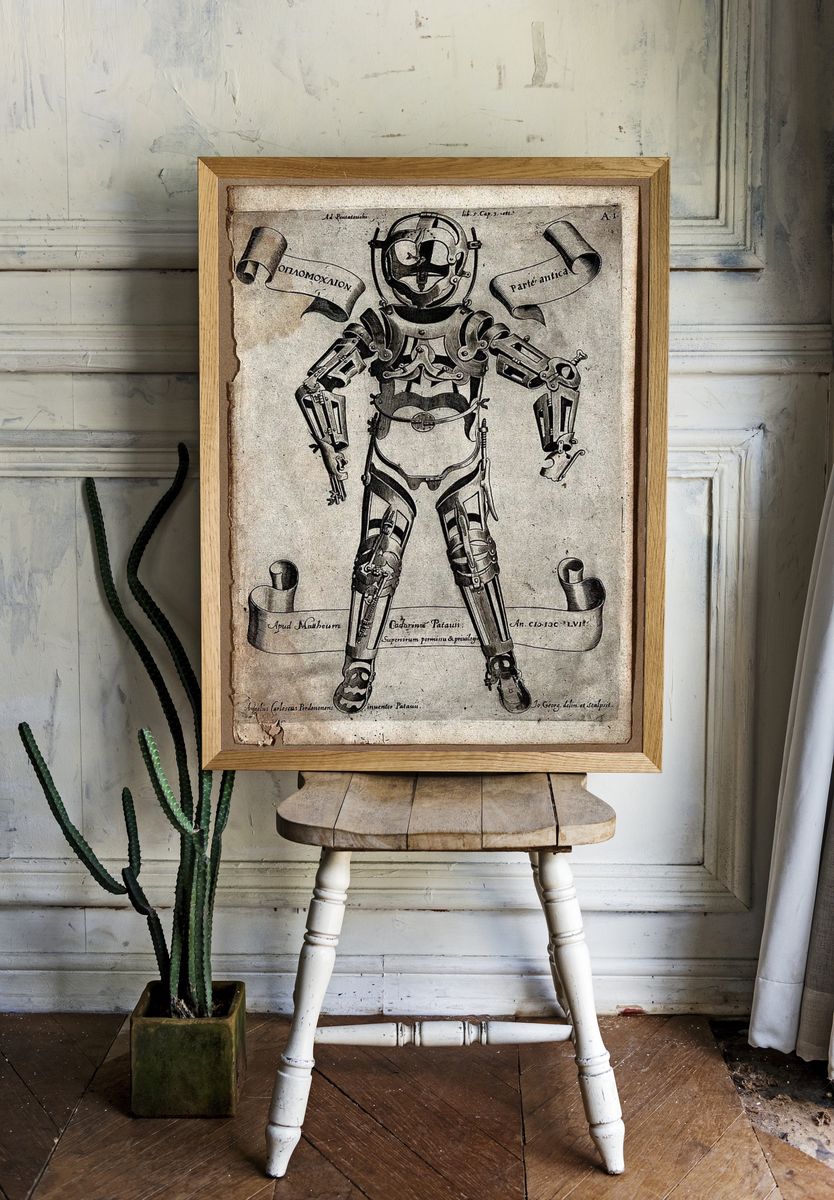 Antique Diving Suit Illustration Poster. — room view 1