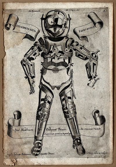 Antique Diving Suit Illustration Poster. poster
