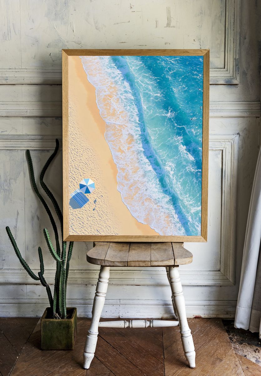 Aerial Beach Waves Poster. room preview