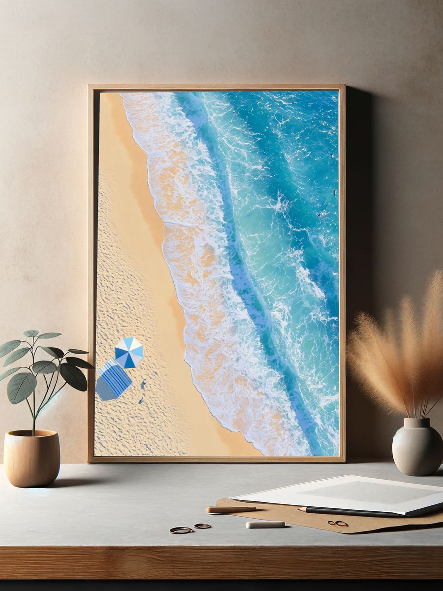 Aerial Beach Waves Poster. — room view 2