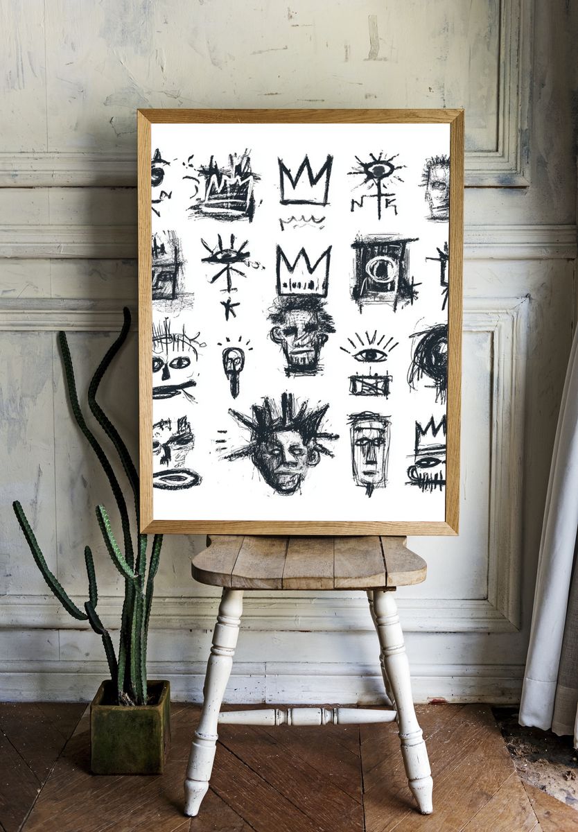 Abstract Faces Ink Poster. room preview