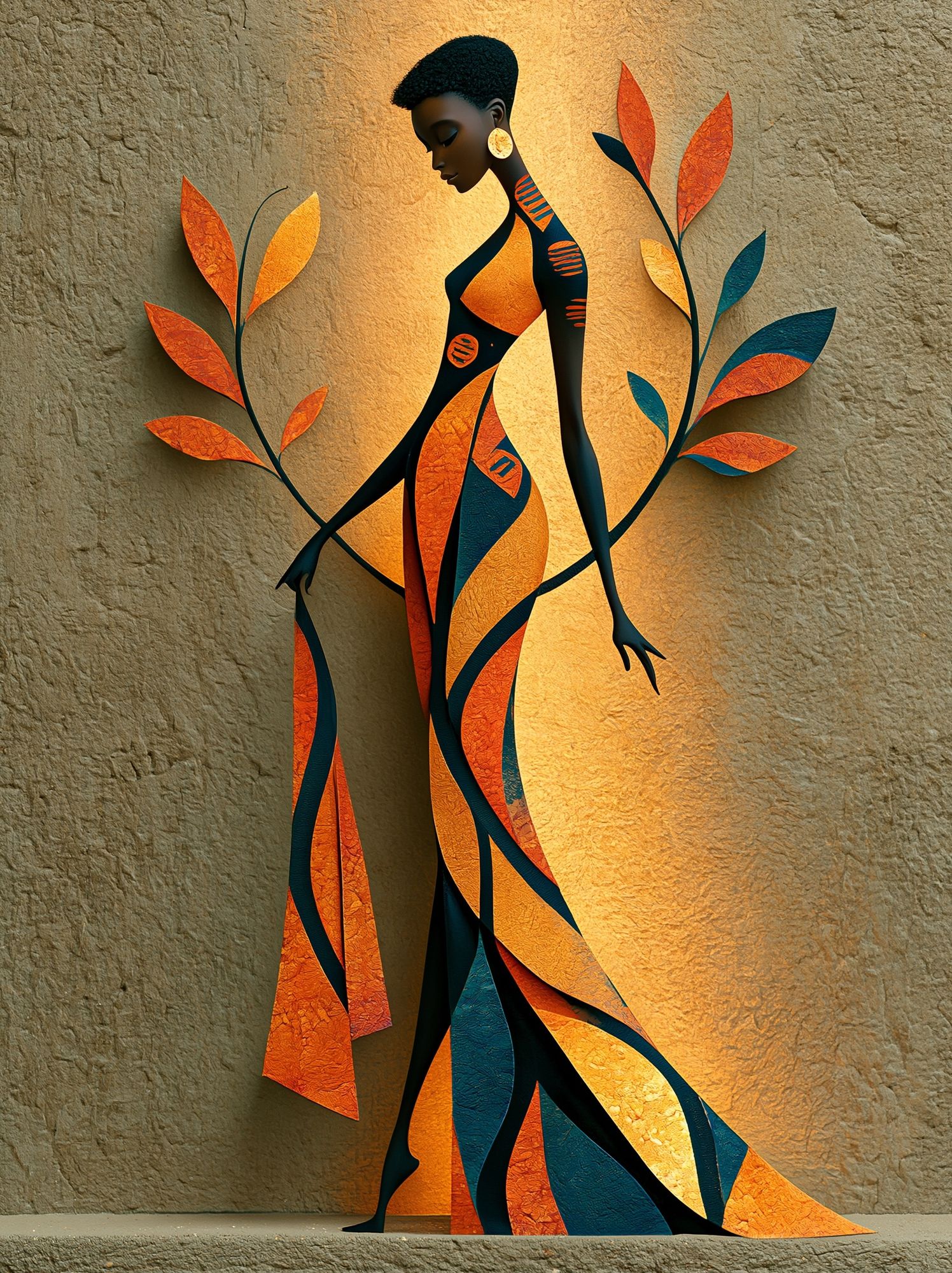 Afrocentric Figure Illustration Poster. poster — illustration art