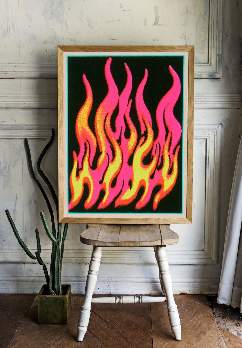 Neon Flame Abstract Poster. — room view 1