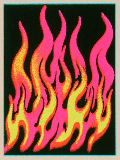 Neon Flame Abstract Poster. poster