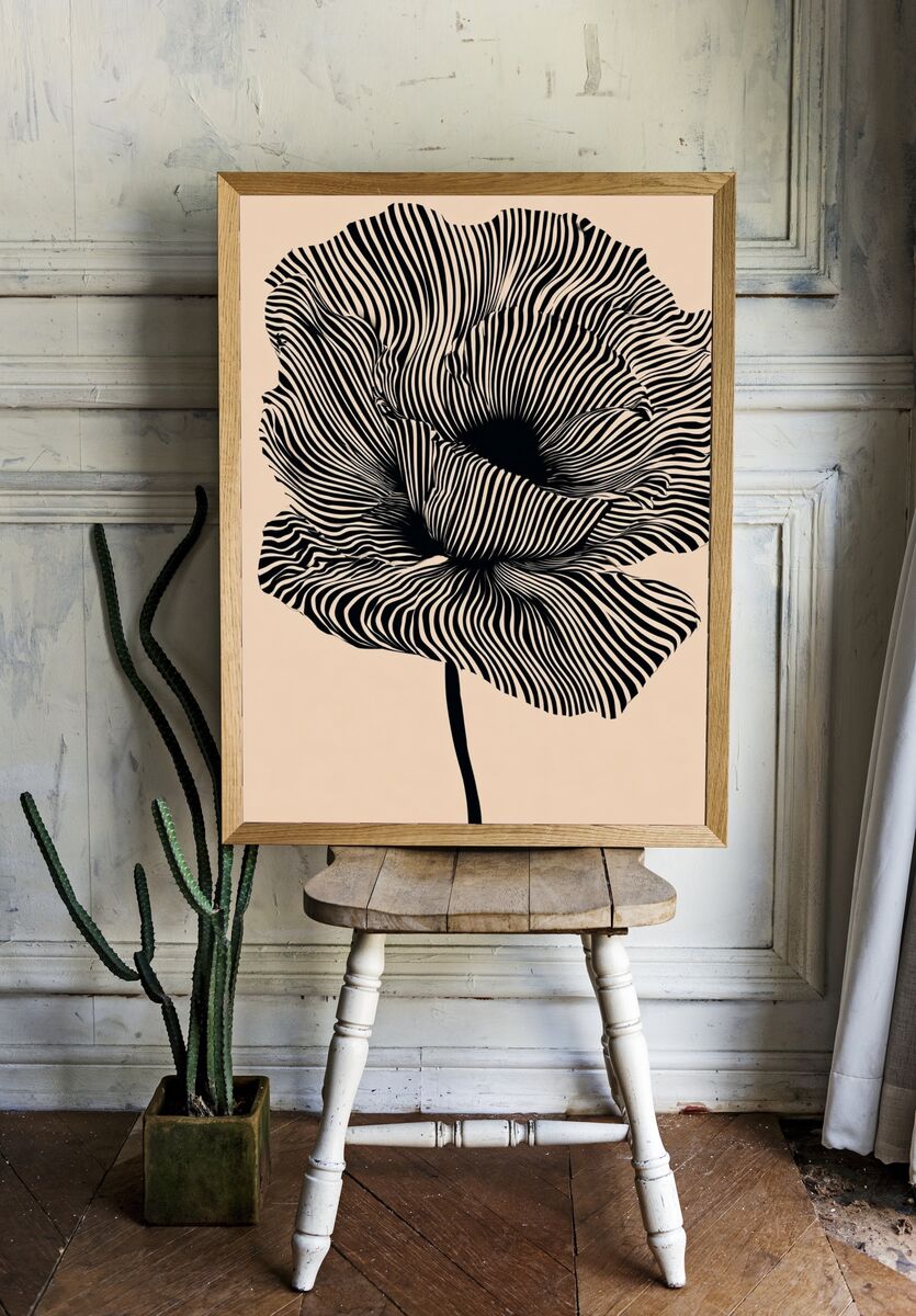 Abstract Floral Lines Poster. — room view 1