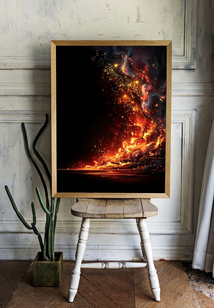 Abstract Flames — Digital Art Print room preview