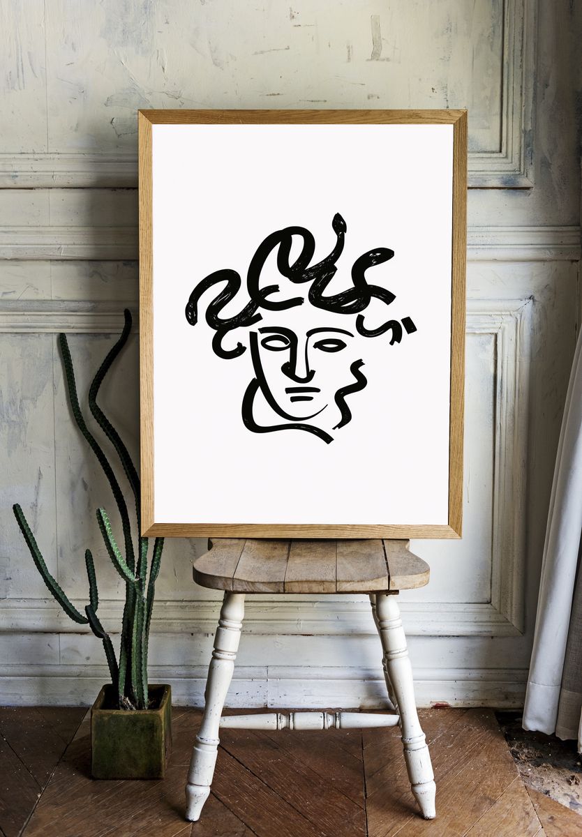 Abstract Face Line Art Poster. room preview