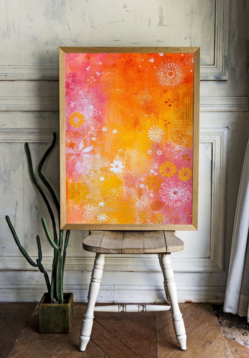 Sunlit Floral Abstract Poster room preview