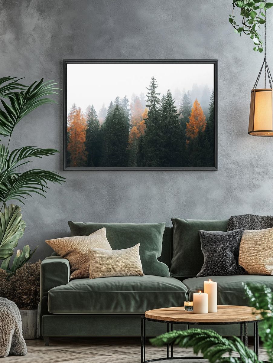 Autumn Forest Mist — Nature Print. — room view 4
