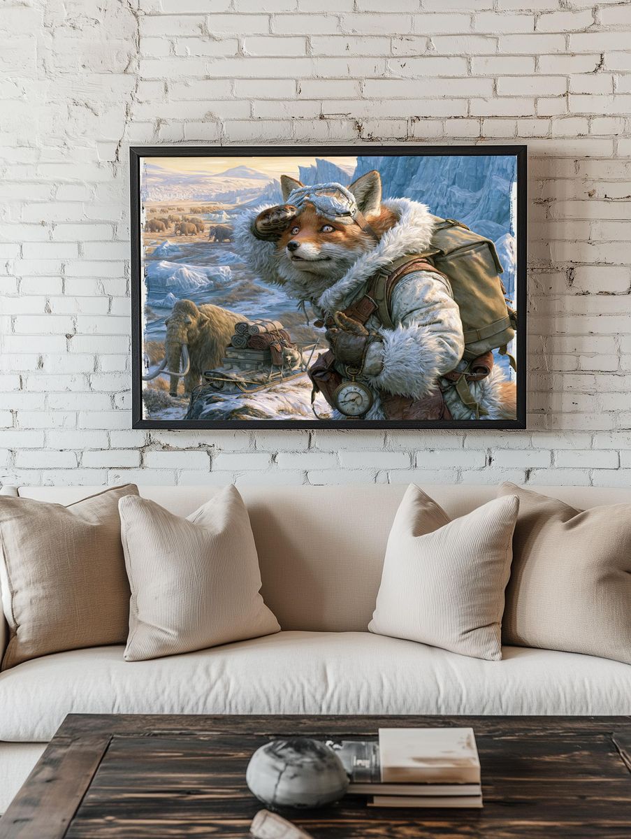 Arctic Fox Explorer Illustration Poster. room preview