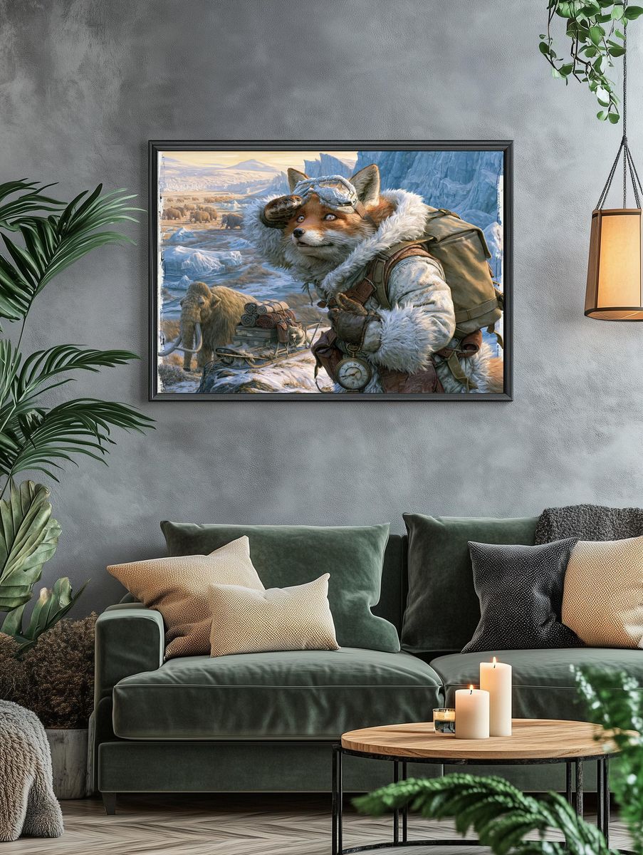 Arctic Fox Explorer Illustration Poster. — room view 4