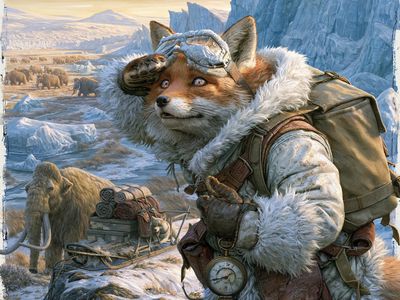 Arctic Fox Explorer Illustration Poster. poster print