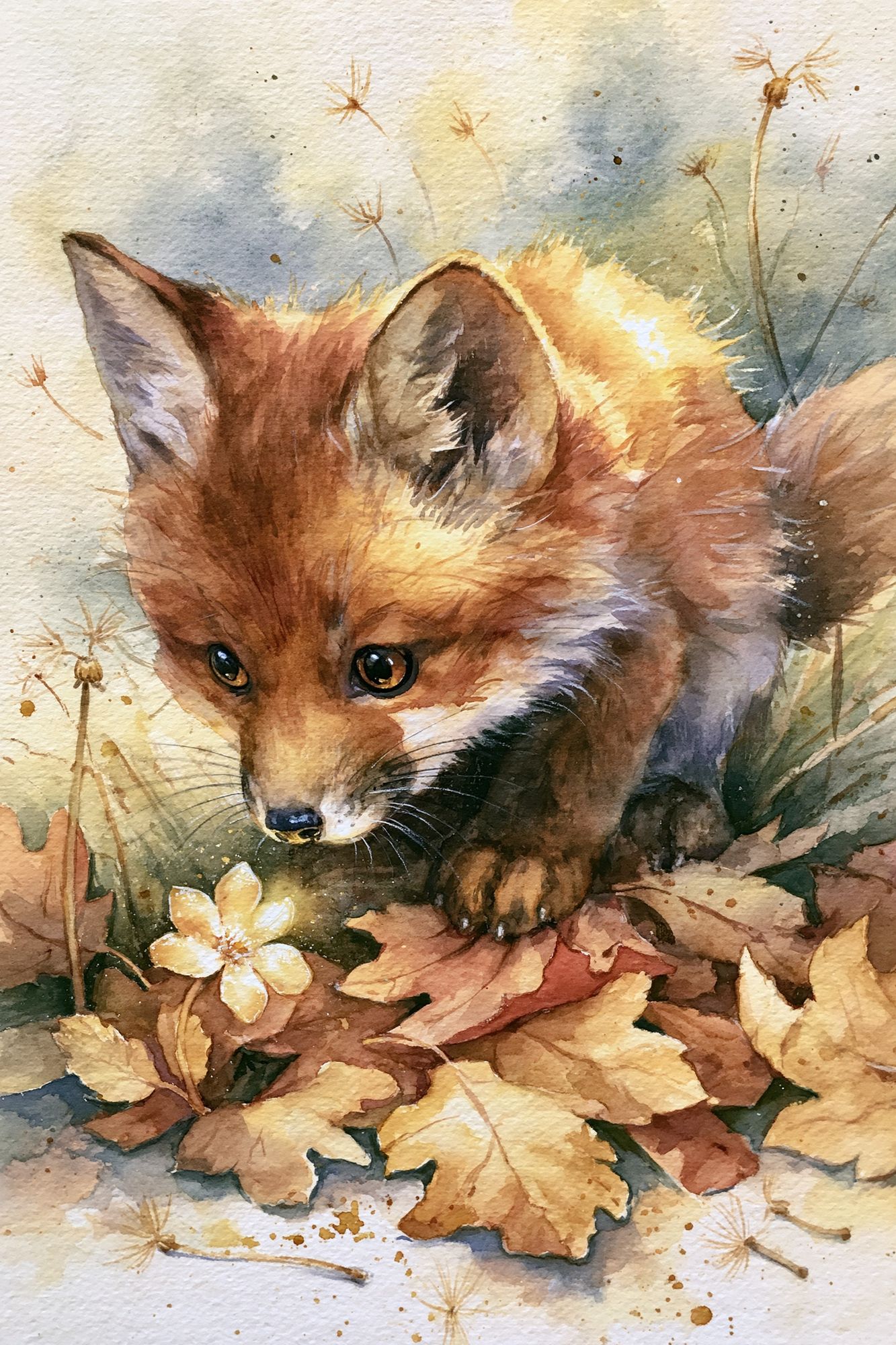 Autumn Fox Watercolor Poster. poster — animals art