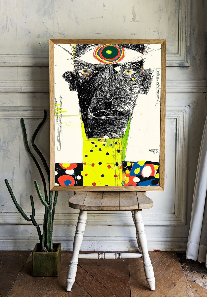 Abstract Face — Expressionism Print. room preview