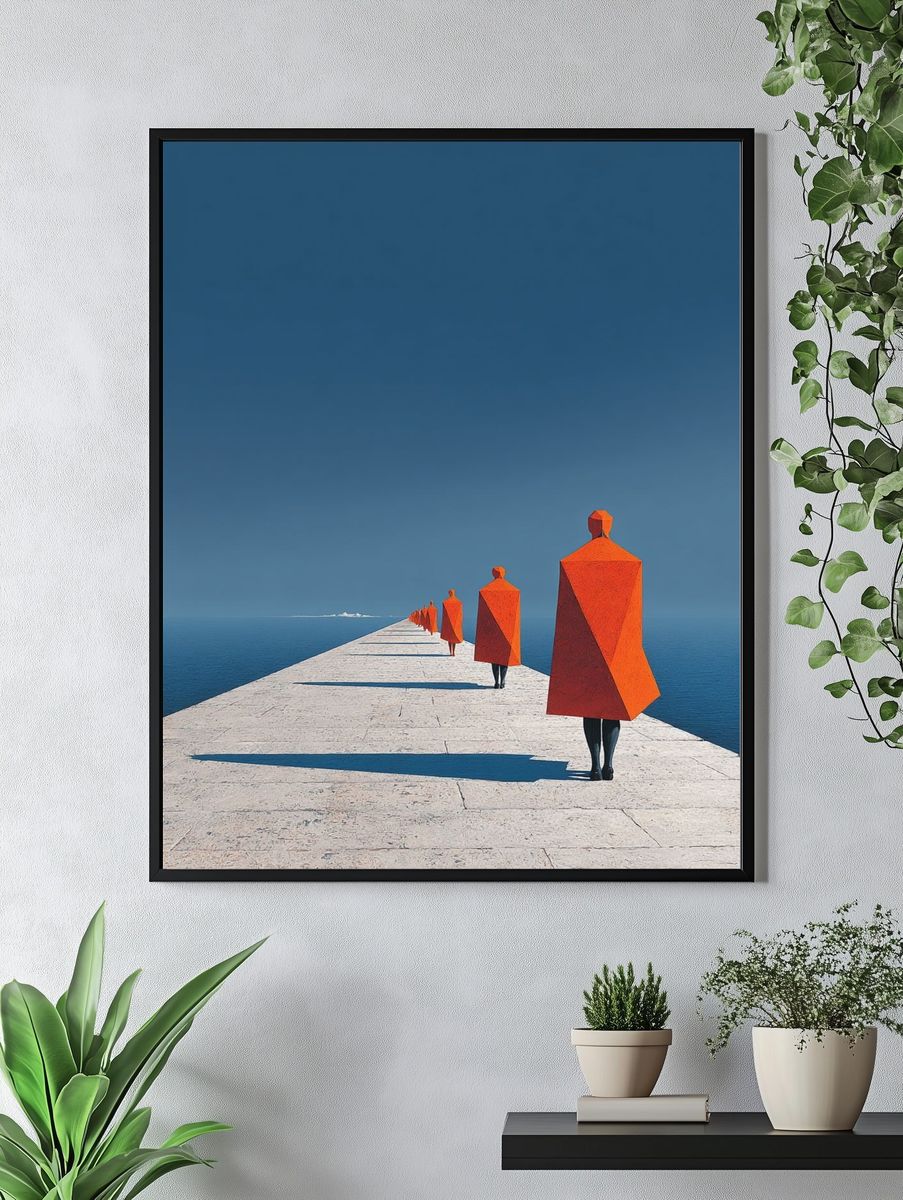 Abstract Figures on a Pier — Fine Art Print. — room view 4