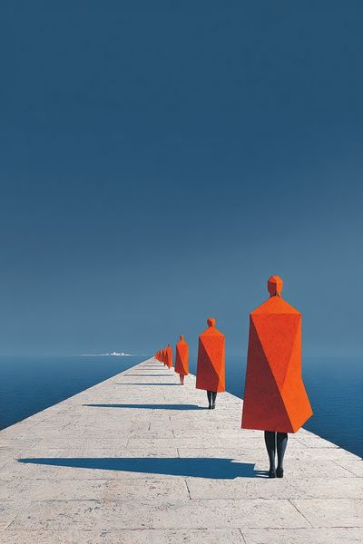 Abstract Figures on a Pier — Fine Art Print. poster print