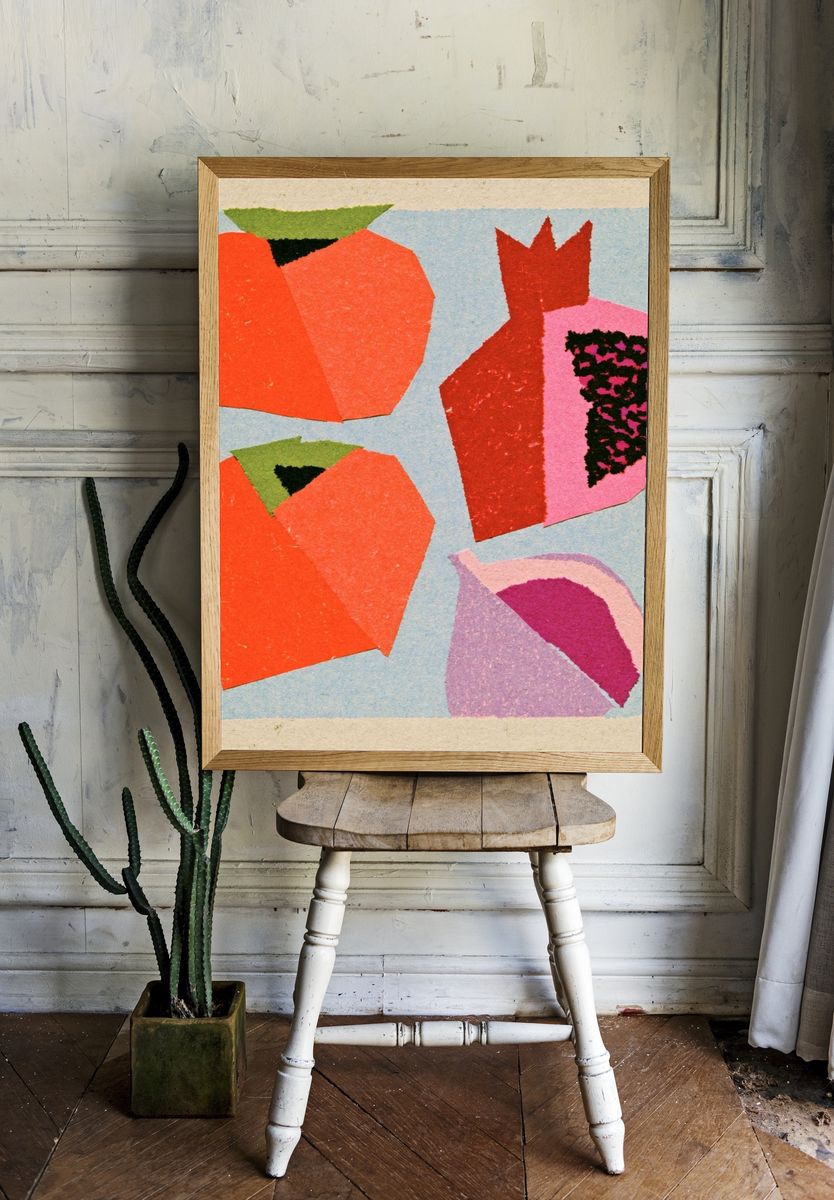 Abstract Fruit Collage Poster. — room view 1