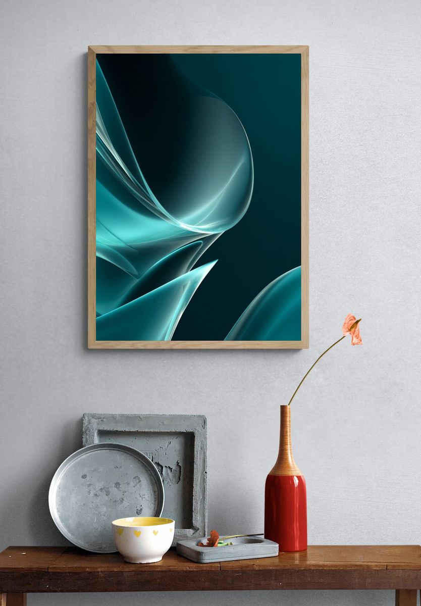 Abstract Fluid Waves Poster. — room view 3