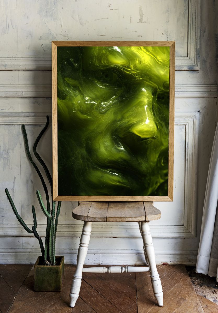 Abstract Green Face Poster. room preview
