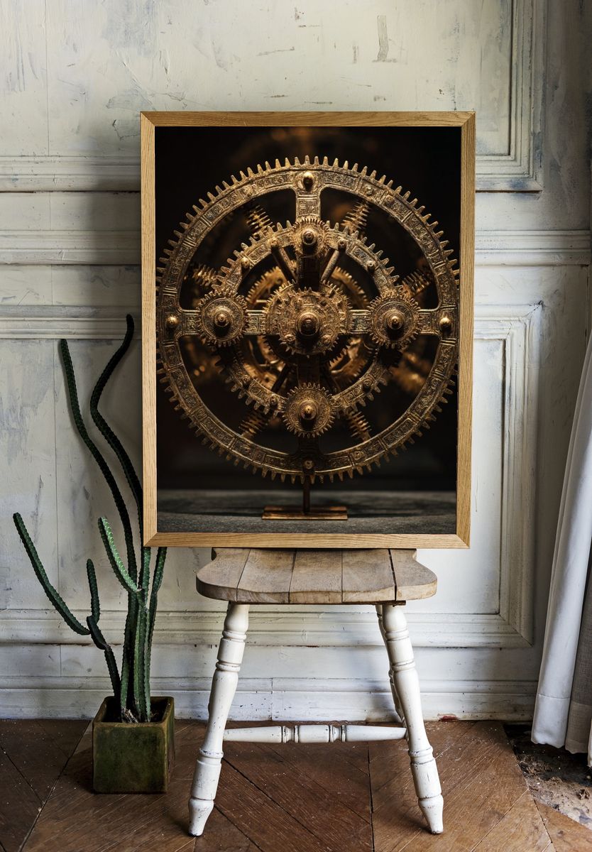 Antique Gear Mechanism Poster. — room view 1
