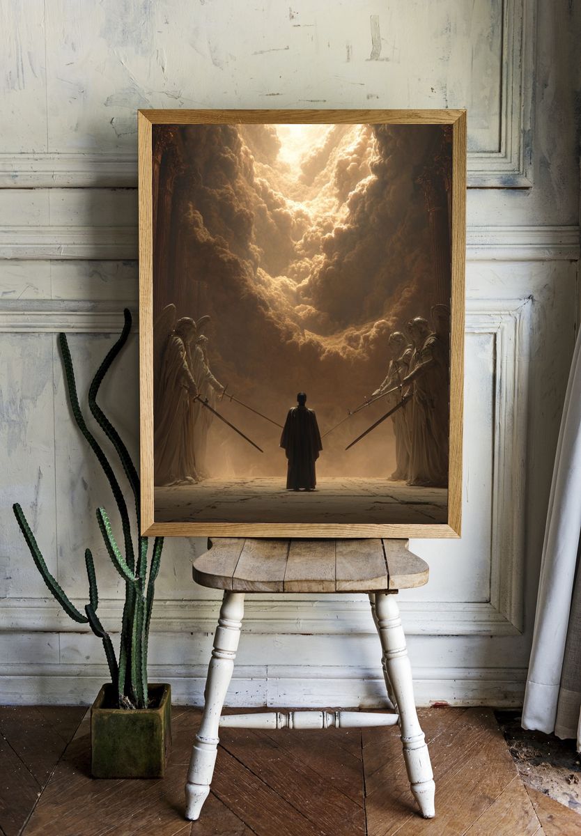 Angelic Guardians — Surreal Art Print room preview