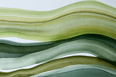 Green Layered Waves Abstract Poster. poster