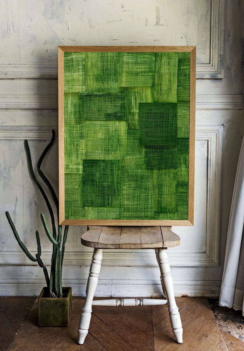 Green Textured Abstract Poster. — room view 1