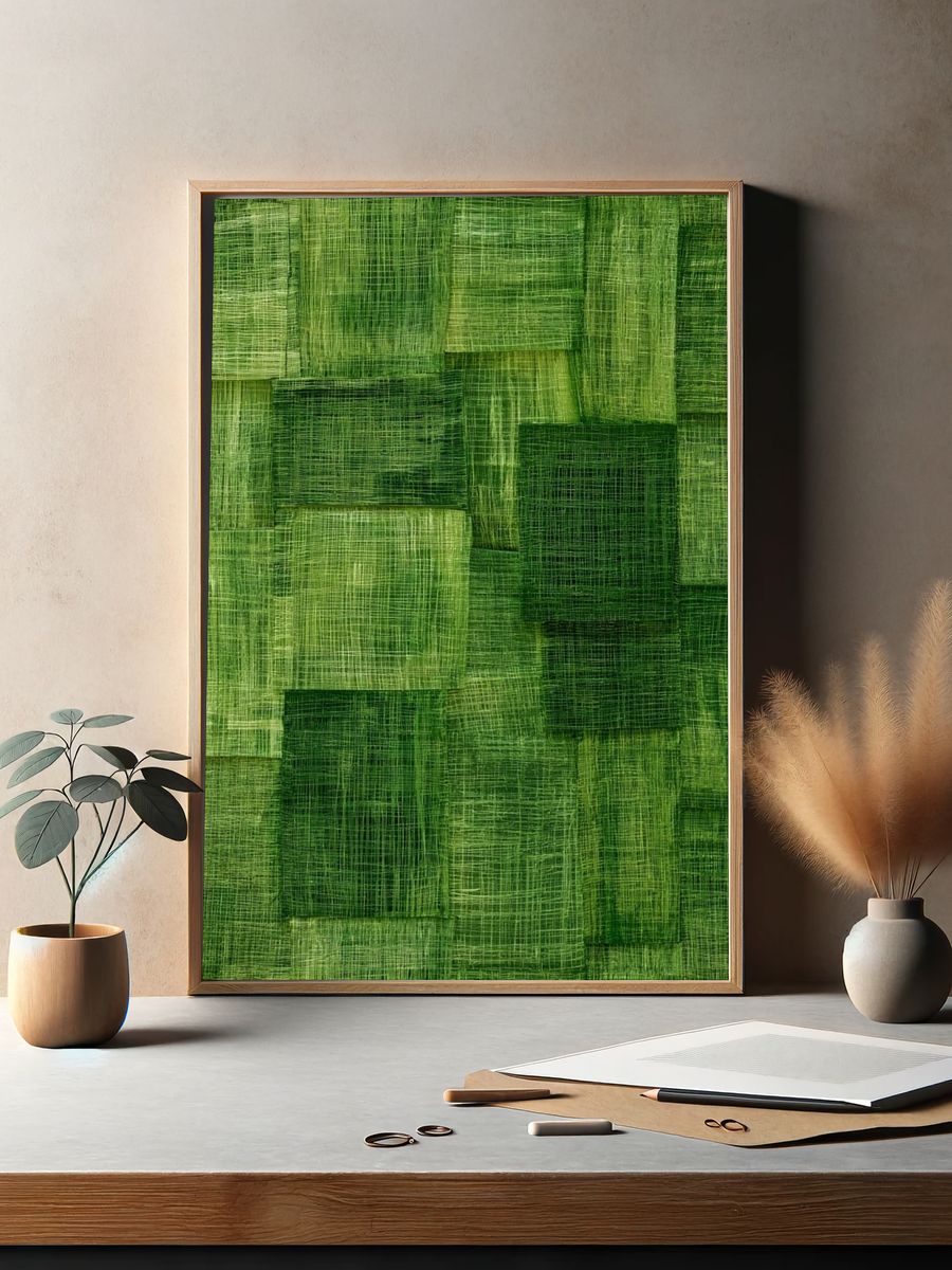 Green Textured Abstract Poster. — room view 2