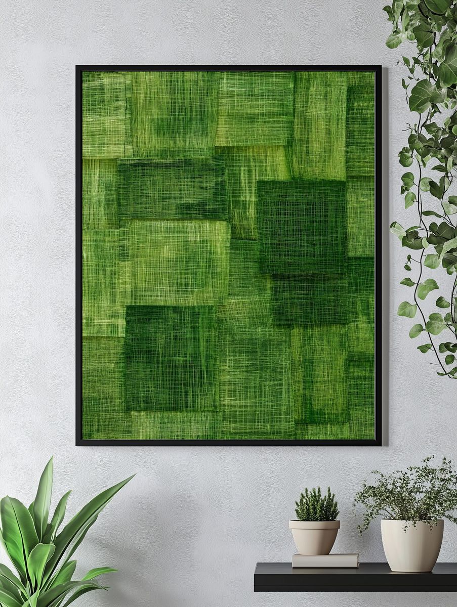 Green Textured Abstract Poster. — room view 4