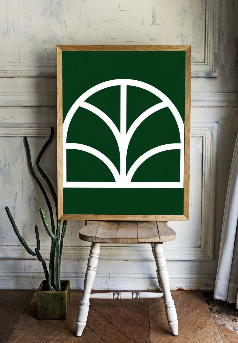 Green Arch Geometric Print. room preview