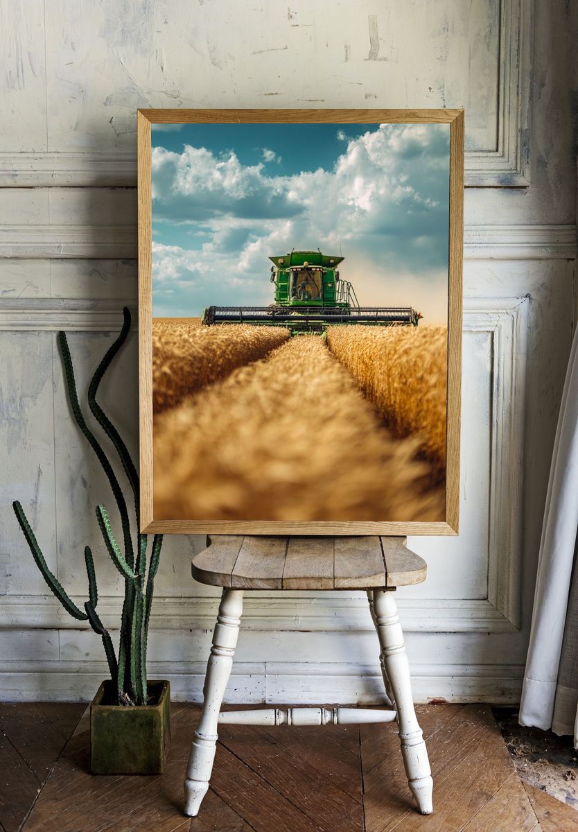 Combine Harvester Field Photography Poster. — room view 1
