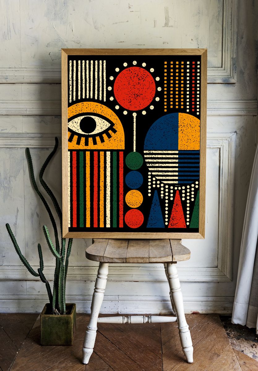 Retro Geometric Eye Poster. — room view 1