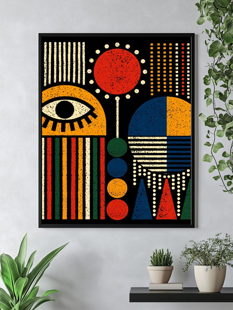 Retro Geometric Eye Poster. — room view 4